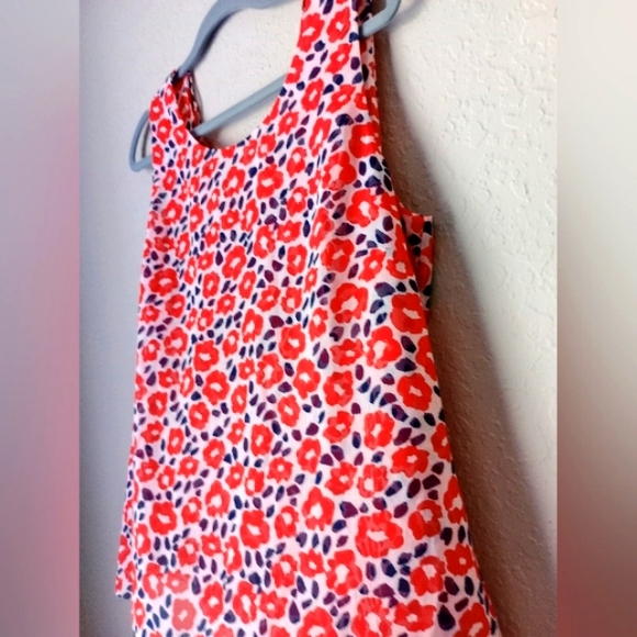 CAbi Women's Vibrant Red and Navy Blue Floral Sheer Top Blouse Size L - Picture 2 of 8